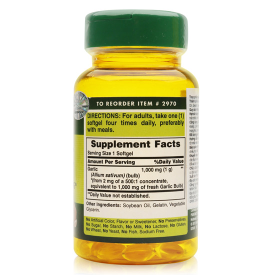 Thực phẩm chức năng bảo vệ sức khỏe tăng sức đề kháng Garlic Oil 1000mg