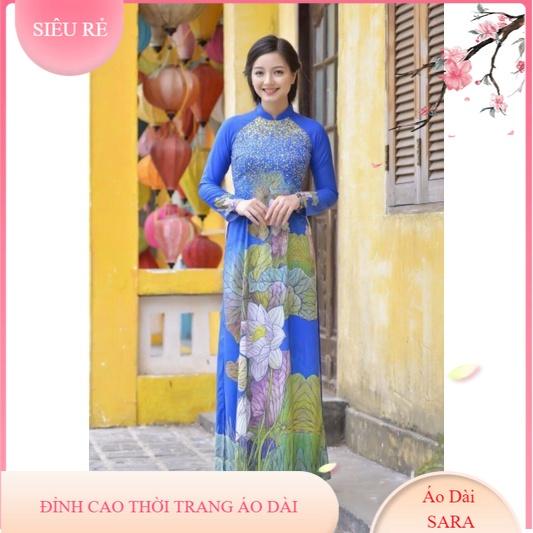 SET ÁO DÀI LỤA HỌA TIẾT HOA SEN