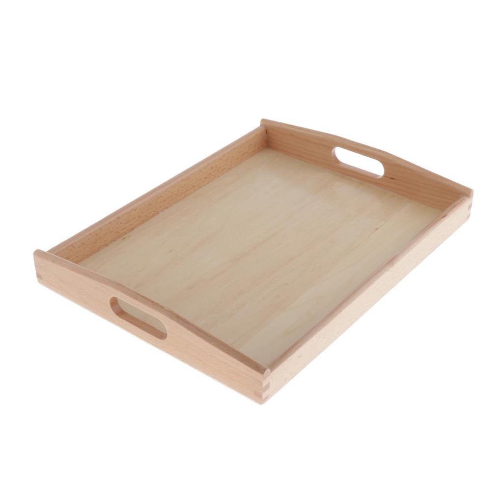 3 Pieces Montessori Teaching Aids Beech Wooden Tray with Small Hole S/ M /L