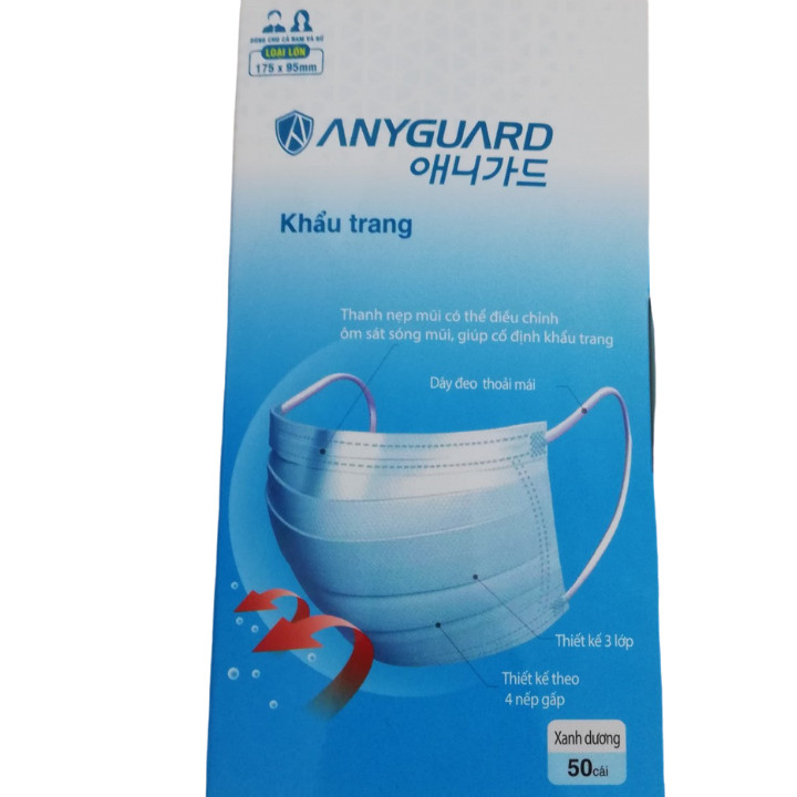 Khẩu trang y tế cao cấp ANYGUARD (ISO13485, FDA, CE), Hộp 50 cái