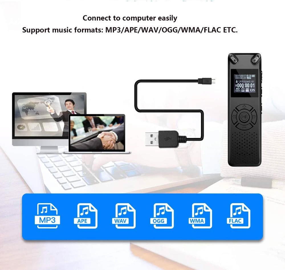 ROGTZ - Máy Ghi Âm Chuyên Nghiệp V91 Chip Xử Lý ATJ21275 Bộ nhớ 8Gb Loa ngoài Mic Thu Âm Kép Định dạng Nhiều chế độ ghi âm Ghi MP3/Wav Hỗ trợ Thẻ Nhớ Ngoài Màn hình LCD Pin 410mAh Thời gian Ghi 581 Giờ Mật Khẩu Bảo Vệ Hỗ trợ Đa Ngôn Ngữ - Hàng Chính Hãng