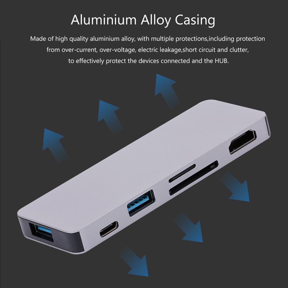 Bộ chuyển đổi 4K HD Đầu đọc thẻ nhớ SD TF Plug & Play 6IN1 HUB