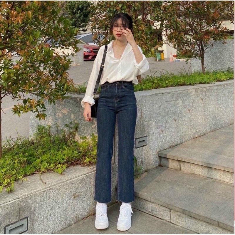 Quần bò nữ Quần jean ống đứng suông nữ trendy kéo dài chân style Hàn Quốc Ulzzang B8