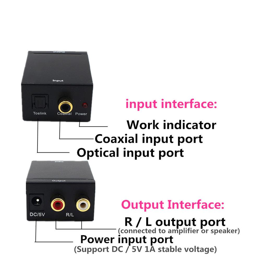 Sợi Kỹ Thuật Số Analog Bộ Giải Mã Bluetooth Kỹ Thuật Số Sang Âm Thanh Analog Bộ Chuyển Đổi Quang Học Toslink Đồng Trục Tín Hiệu RCA R/L
