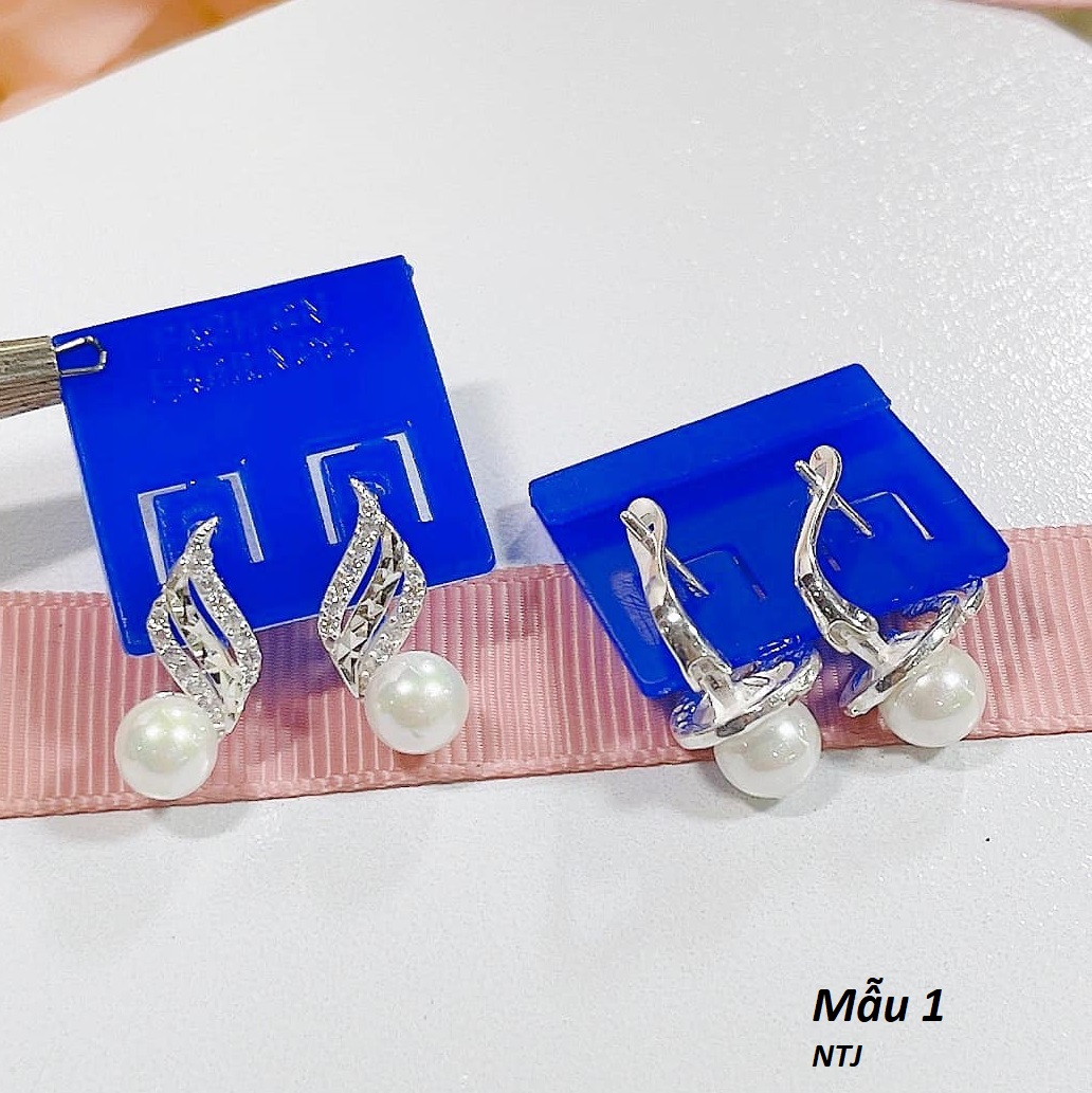 Bông tai bạc gắn trai khoá bập chất liệu bằng bạc MS066b