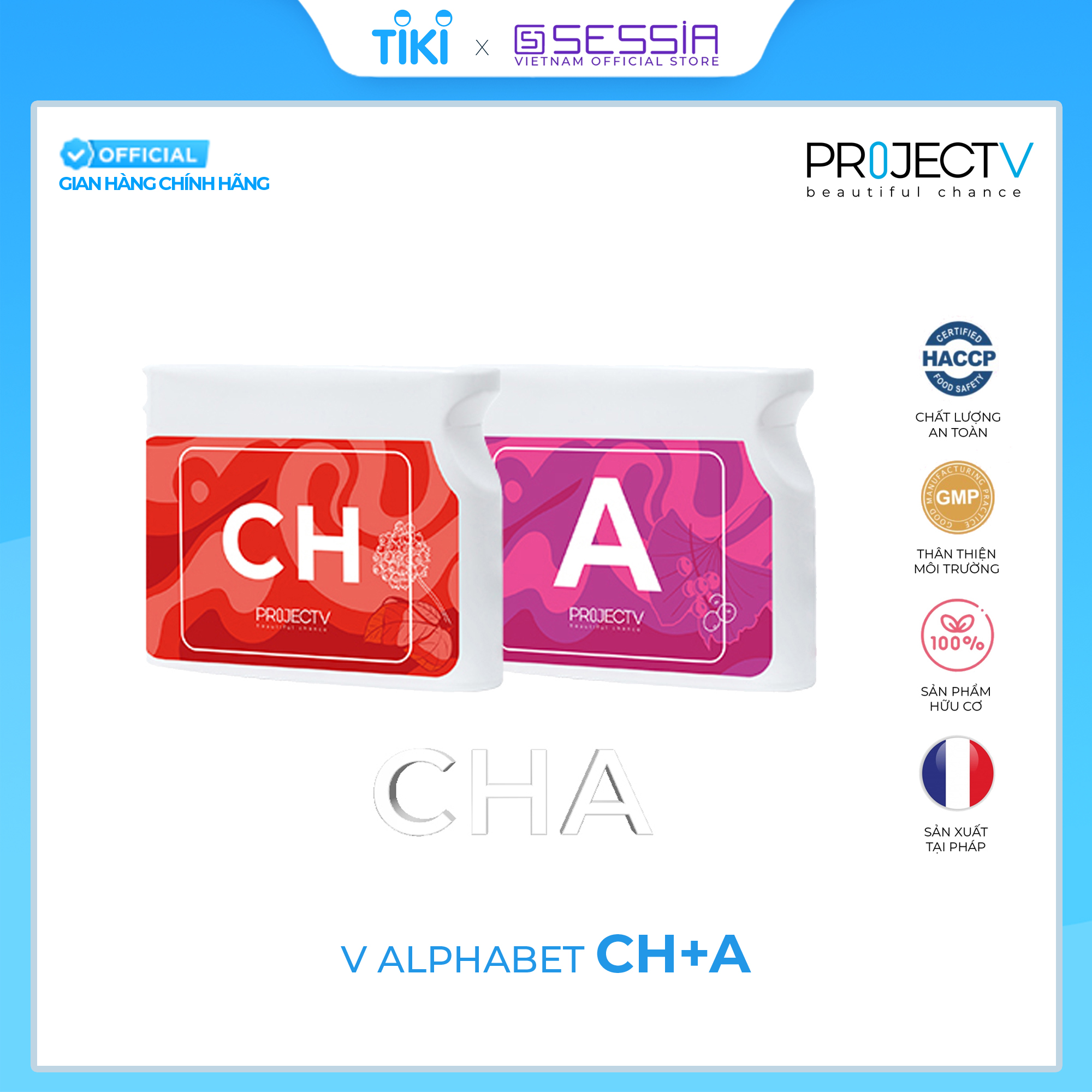 Thực Phẩm Sức Khoẻ CH+A | V Alphabet - Năng lượng mạnh mẽ, Chống oxy hóa tự nhiên - PROJECT V - Xuất xứ Pháp, Hàng Chính Hãng