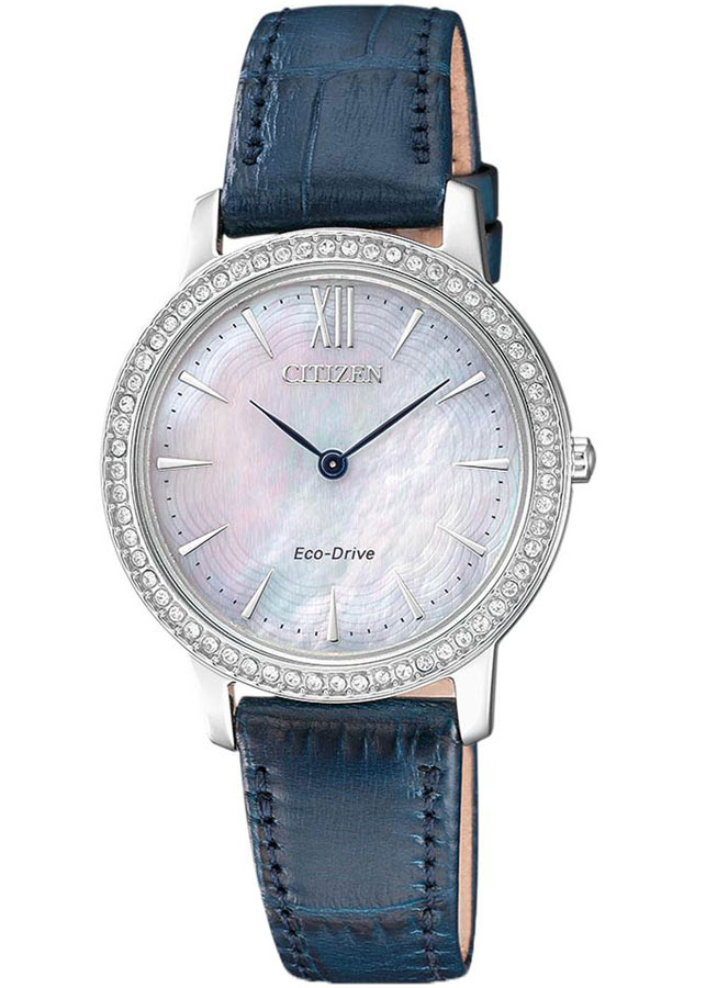 Đồng Hồ Nữ Citizen Đính Đá Swarovski Dây Da EX1480-15D - Mặt Xà Cừ (Sapphire)