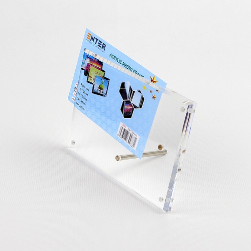 Khung hình mica cao cấp Enter FR02 100x150mm mica 5mmx2, Khung ảnh để bàn chân inox, Khung bằng khen