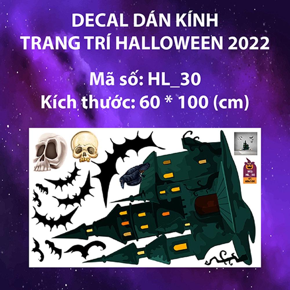 DECAL TRANG TRÍ HALLOWEEN 2022 COMBO PHÙ THỦY VÀ LÂU ĐÀI BÓNG ĐÊM