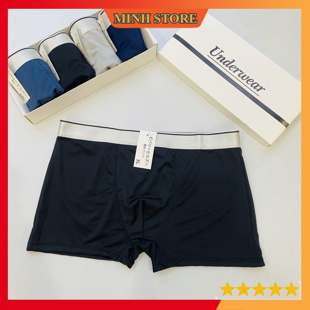 Quần lót nam thun lạnh Boxer, Quần sịp đùi nam co giãn 4 chiều - Hộp 4 quần lót nam thun lạnh cao cấp SDN01 - MS66