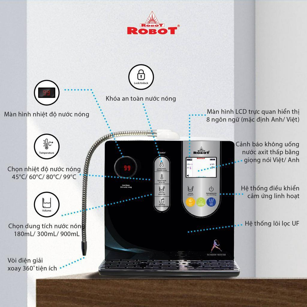 Máy Lọc Nước Điện Giải Ion Kiềm ROBOT IonSmart 510 Nóng Thông Minh - Hàng Chính Hãng