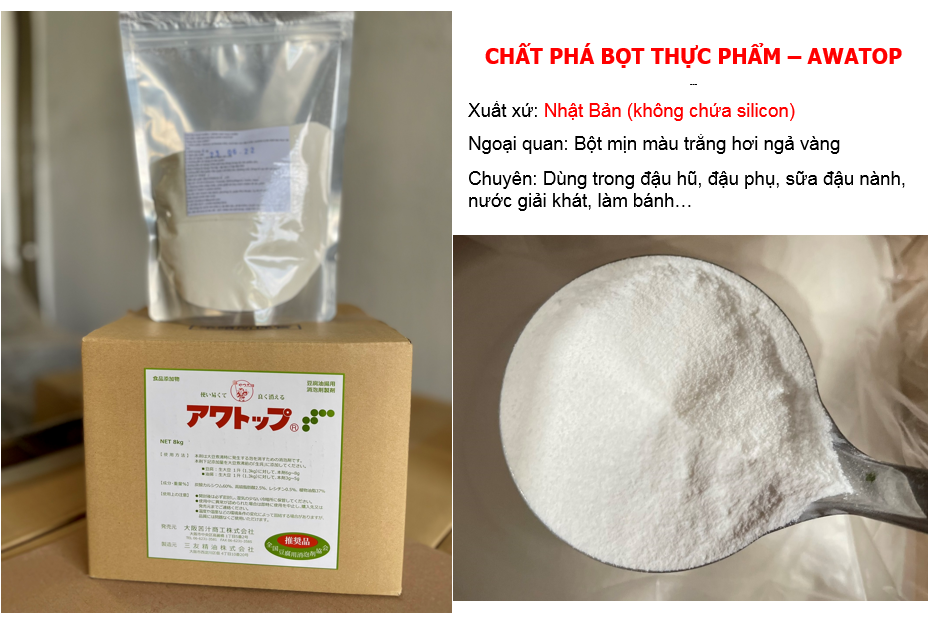 2kg Awatop Nhật Bản chất phá bọt tan bọt sữa đậu nành