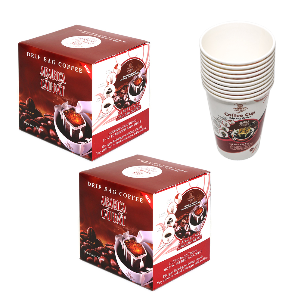 Cà phê túi lọc Arabica Cầu Đất (2 hộp x 10 gói)