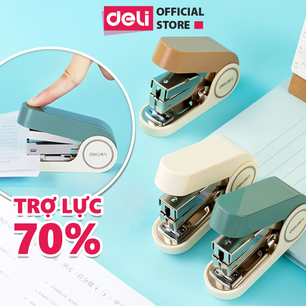 Dập ghim trợ lực mini Deli, giảm 70% lực, không tốn sức, nhỏ gọn, kim bấm số 12 tiện lợi