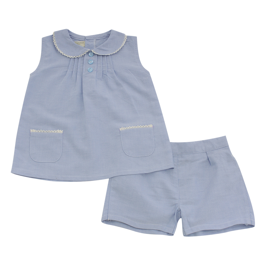 Đồ Bộ Giả Denim Tay Ngắn Bé Gái K&K Babies and Kids F003