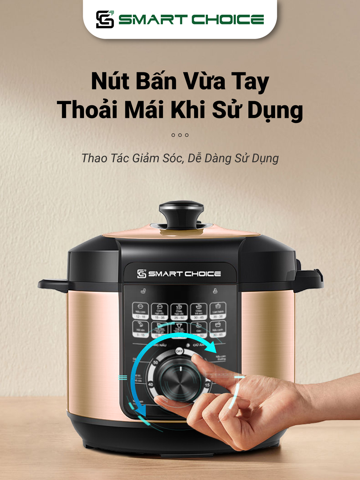 Nồi Áp Suất Cơ SMARTCHOICE SCG-APS002 Lòng Nồi 4 Lớp Công Suất 1000W Dung Tích 6L Hàng Chính Hãng