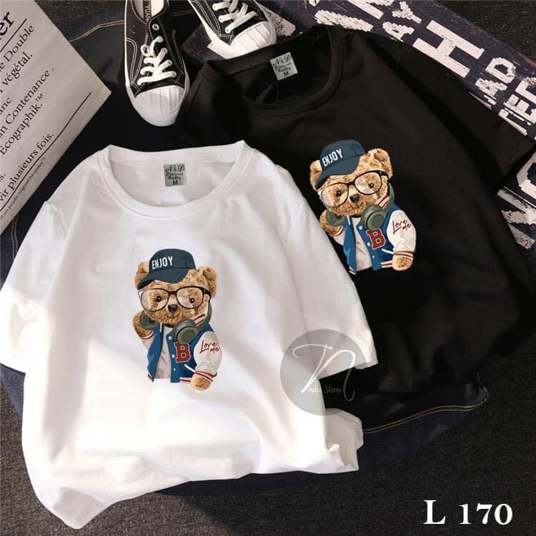 ÁO THUN UNISEX NAM NỮ gấu đeo kính đội nón enjoy b love