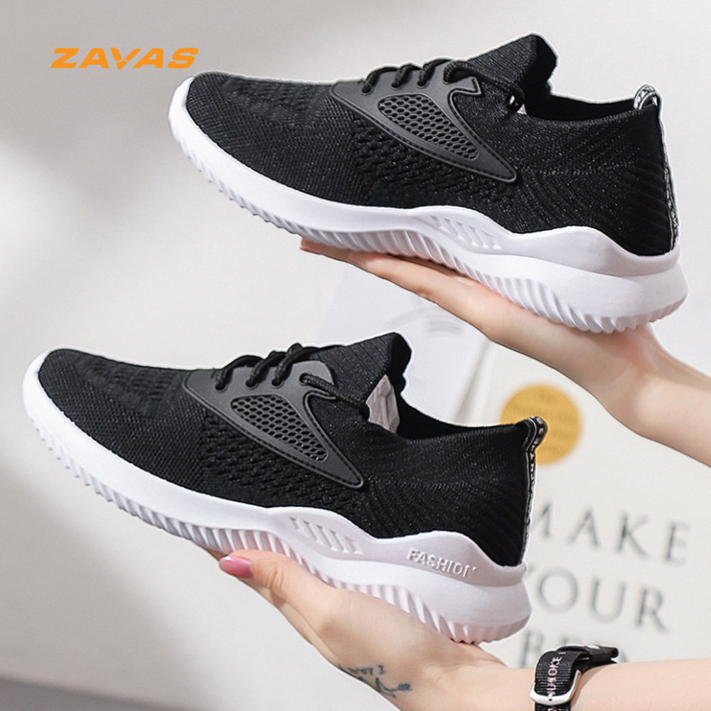 Giày thể thao sneaker nữ màu đen đế êm nhẹ thoáng khí thương hiệu ZAVAS - S392 - Hàng chính hãng