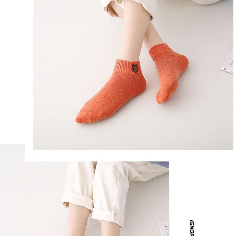 Combo 5 Đôi Vớ Nữ Cổ Ngắn Hình Gấu Nhiều Màu