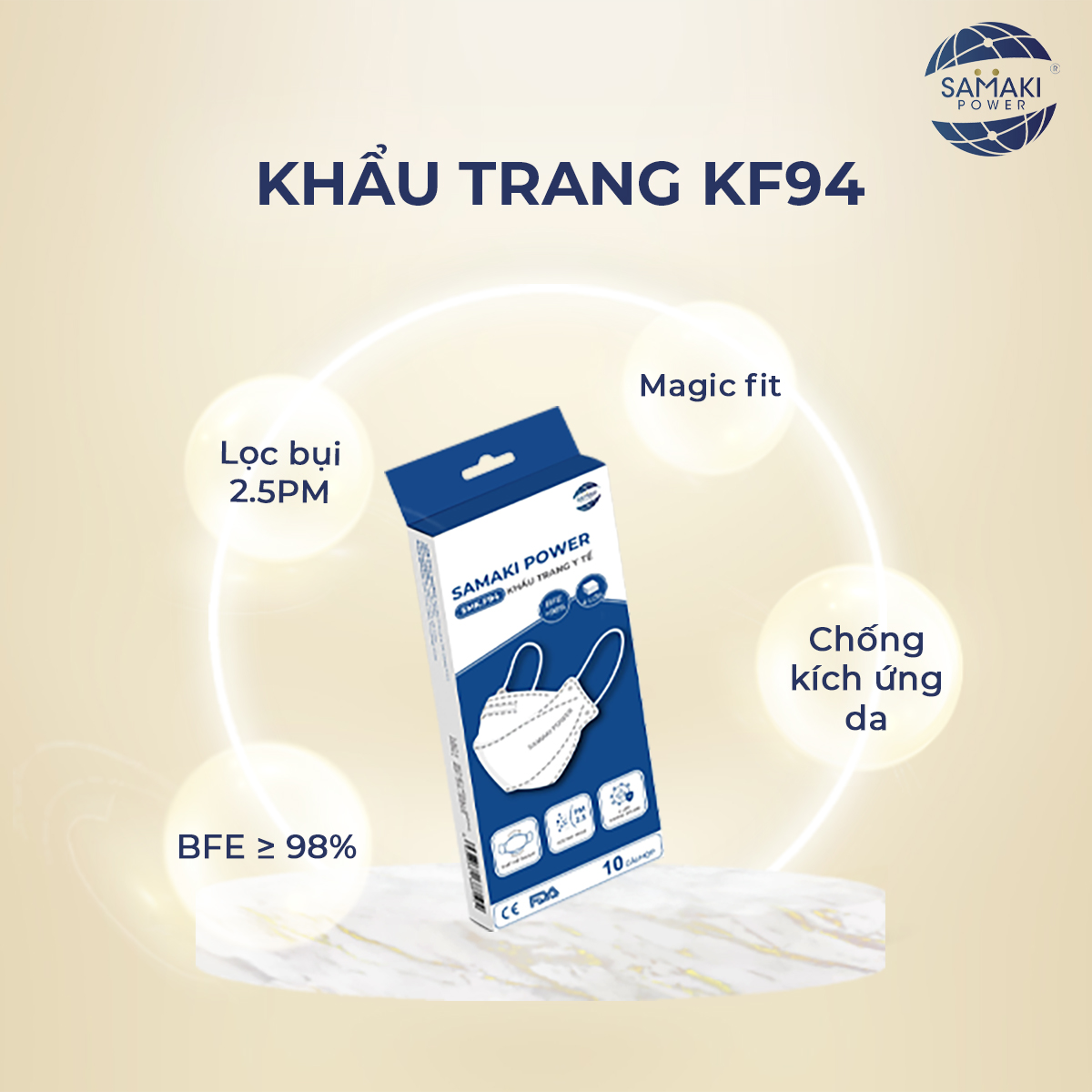 Khẩu trang 3D F94 SAMAKI POWER – hộp 10 cái