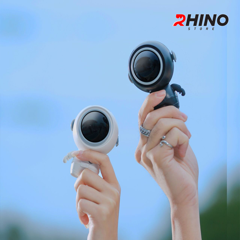 Quạt cầm tay Rhino F501 phi hành gia mini 900mAh, 3 tốc độ gió kèm dây treo - Hàng chính hãng