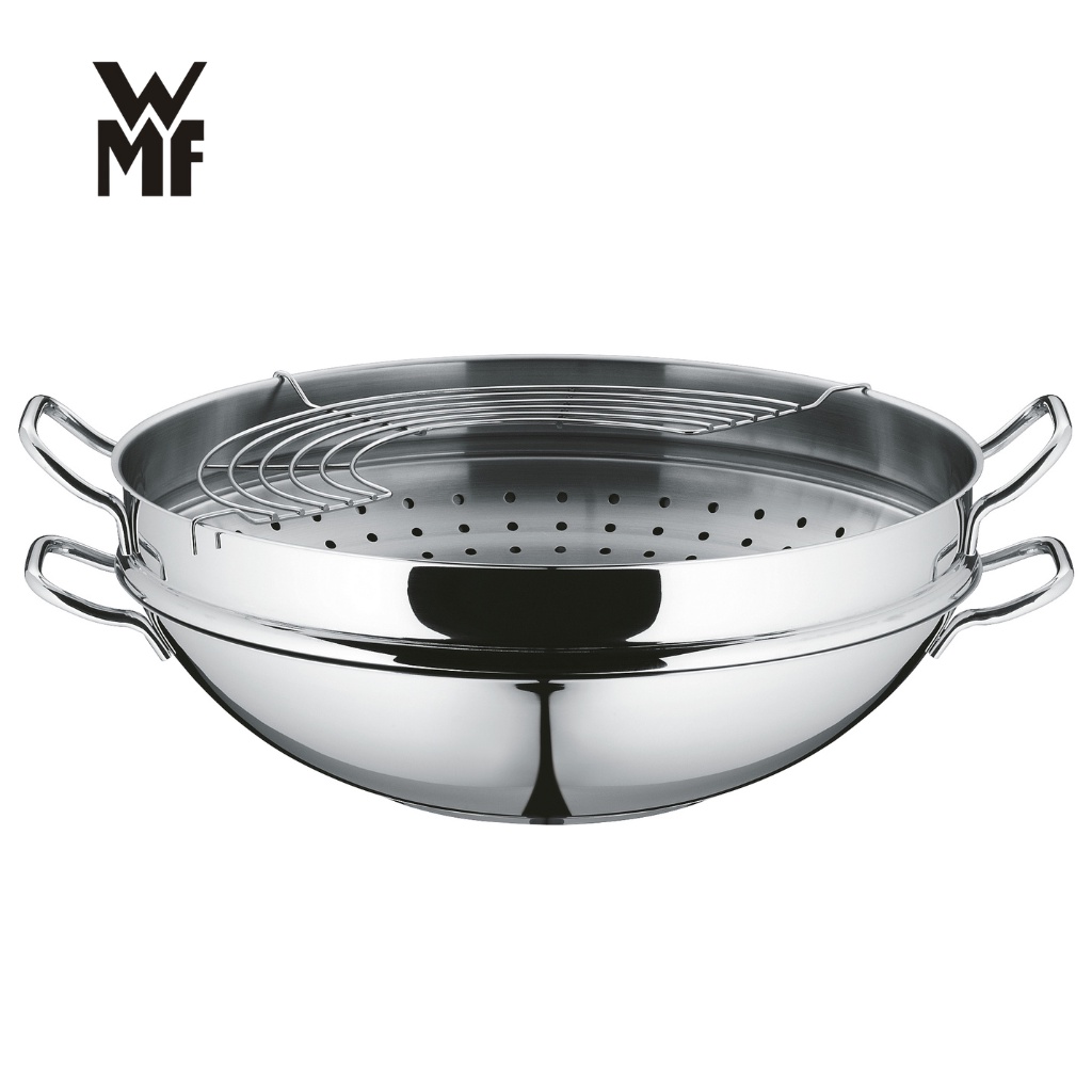 Chảo Xào Kèm Xửng Hấp WMF Macao Wok 4PC 36cm Chất Liệu Thép Không Gỉ Cromargan, Nắp Đậy Bằng Kính Cường Lực - 0792566040