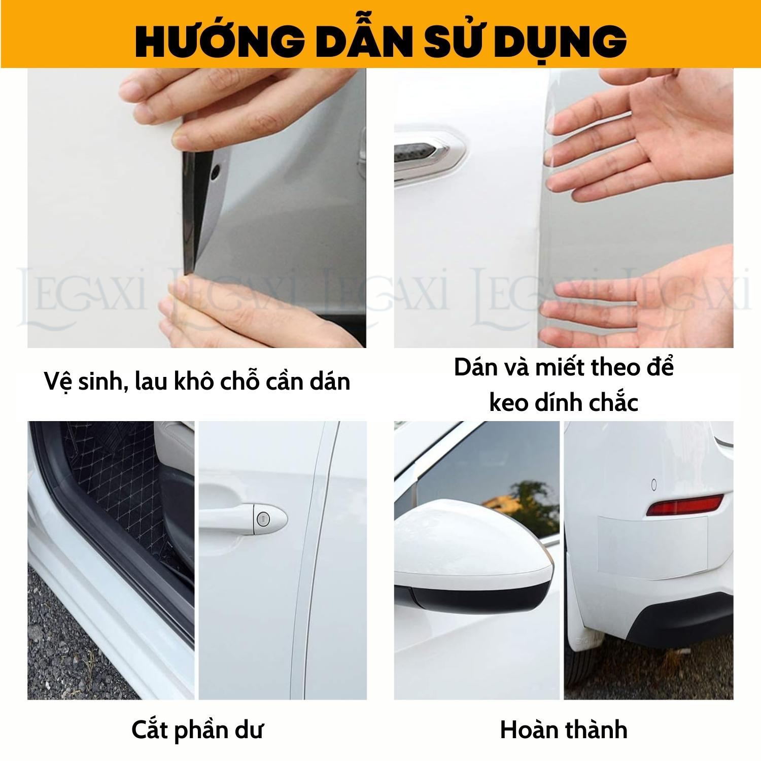 Miếng dán băng keo nano trong suốt dán cửa xe gương chiếu hậu bảo vệ chống trầy xe giảm chấn giảm ồn Legaxi