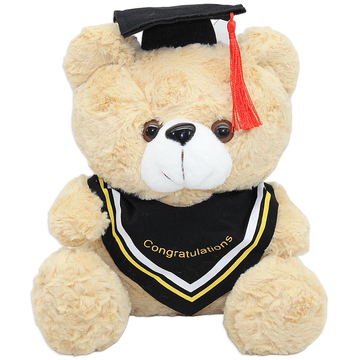 Gấu Tốt Nghiệp Choàng Khăn 40 cm - ZooZoo 40320 - Màu Kem - Khăn Choàng Sọc Vàng