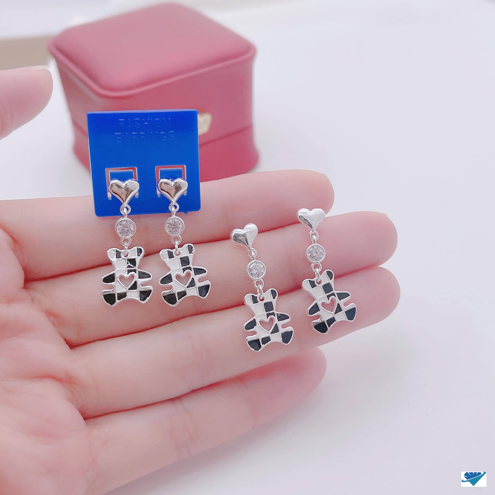 Bông tai bạc hình gấu chất liệu bằng bạc s925 MS008a