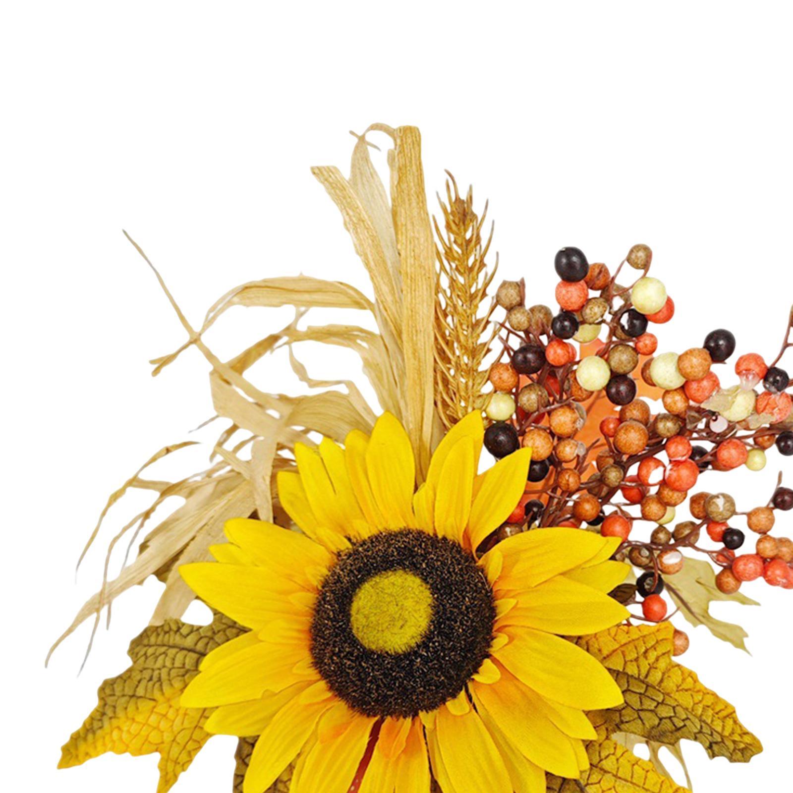 Artificial Pumpkin with Flowers Fall Harvest Festival Decor for Home Kitchen