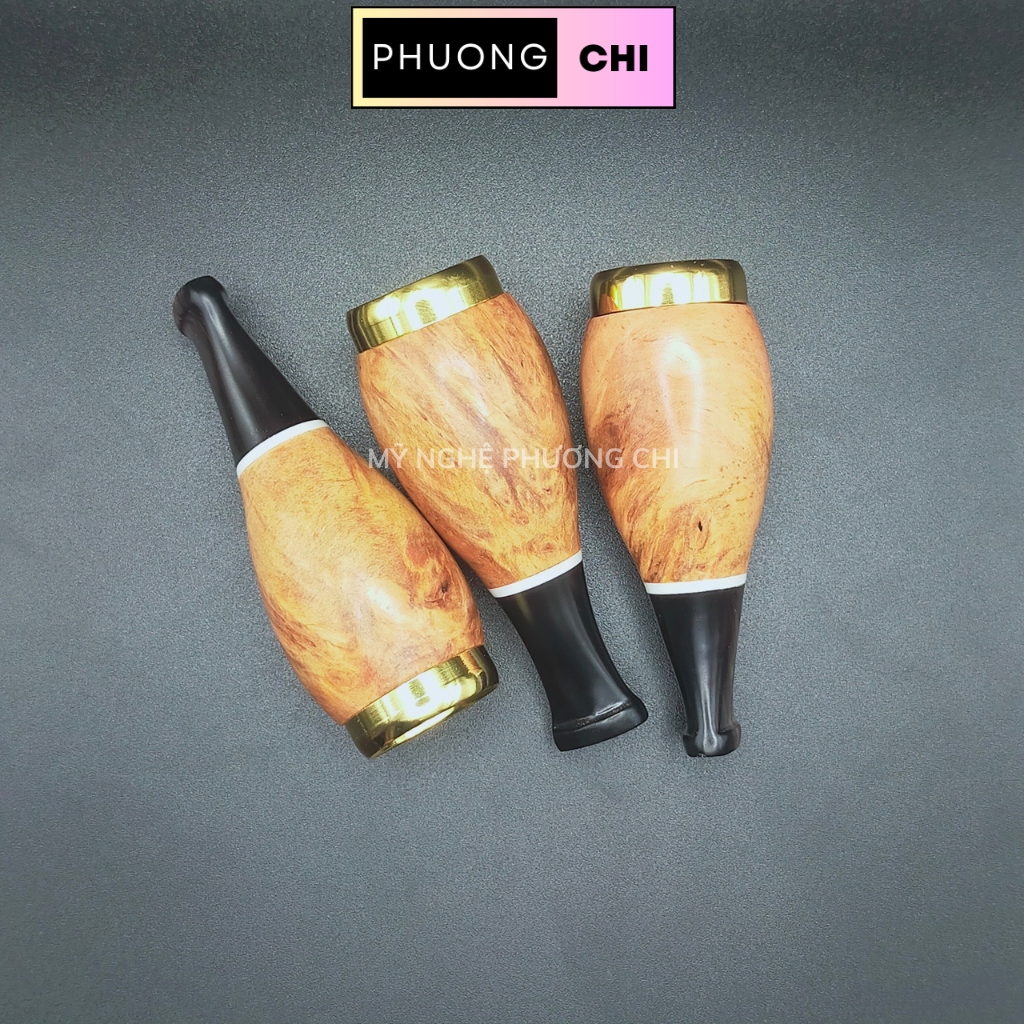 Tẩu Bắt Tóp Xì_Gà chất liệu gỗ HL đầu bằng đồng có 4 vòng ring 42-60 - quà tặng ý nghĩa cho nam giới