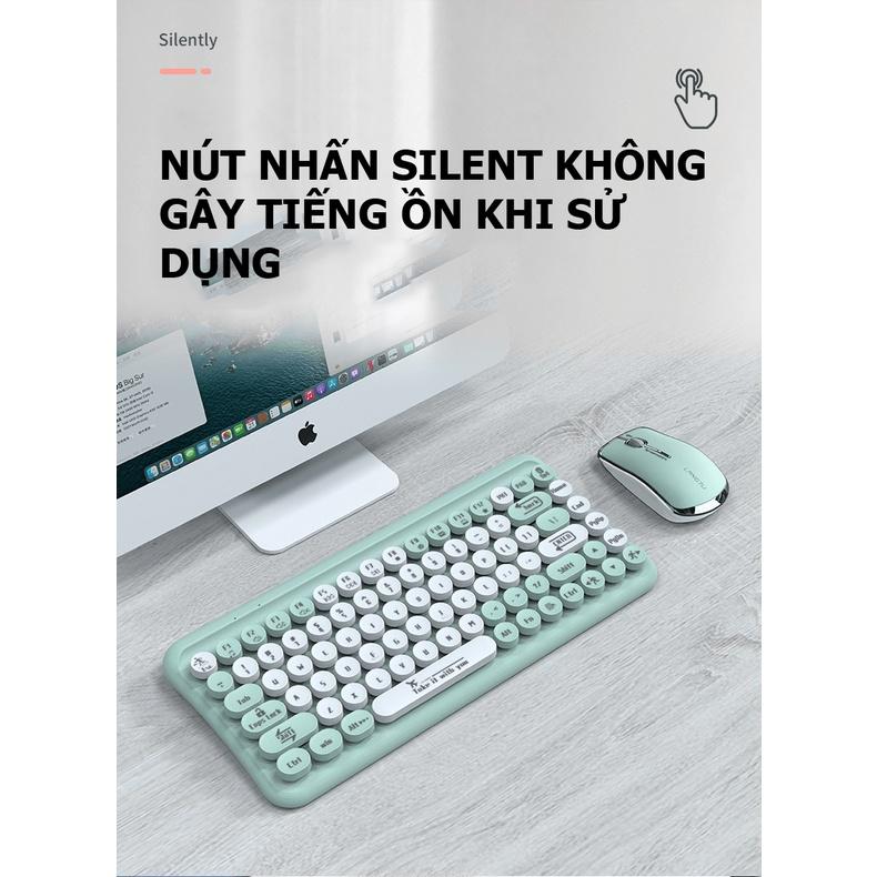 Bộ bàn phím mini 85 phím nút tròn và chuột không dây LANGTU LT700 dùng cho văn phòng - VL