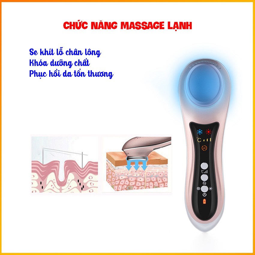 Máy massage mặt nóng lạnh cao cấp - Dụng cụ matxa cầm tay 06 chế độ - HDSD Tiếng Việt - MIANZ GROUP