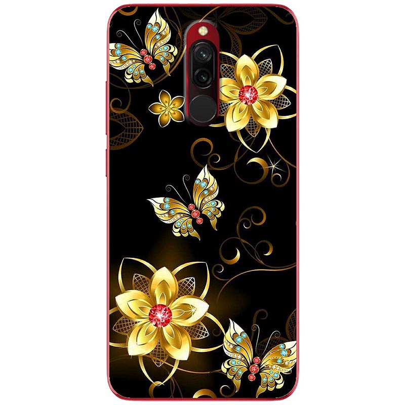 Ốp lưng dành cho Xiaomi Redmi 8 mẫu Hoa đỏ vàng