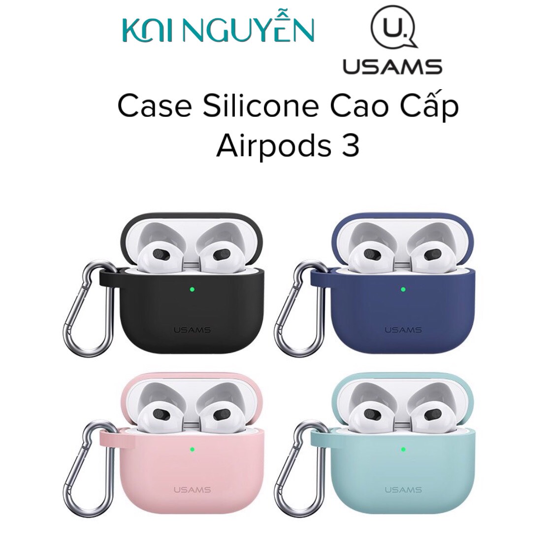 Case bảo vệ silicone dành cho Airpods 3 hiệu USAMS Nhiều màu, Tặng kèm móc khóa - Hàng chính hãng