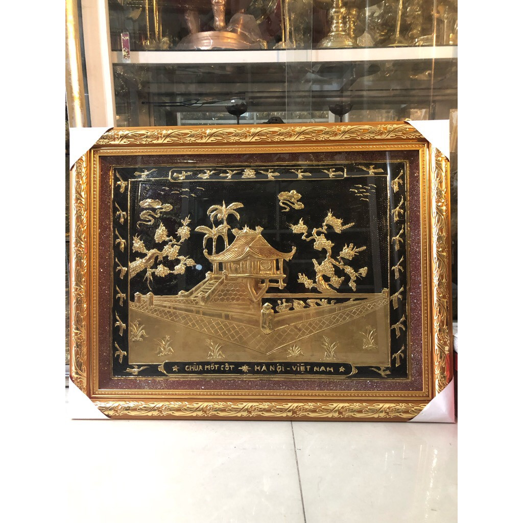 Tranh chùa một cột bằng đồng kích thước 60x80cm