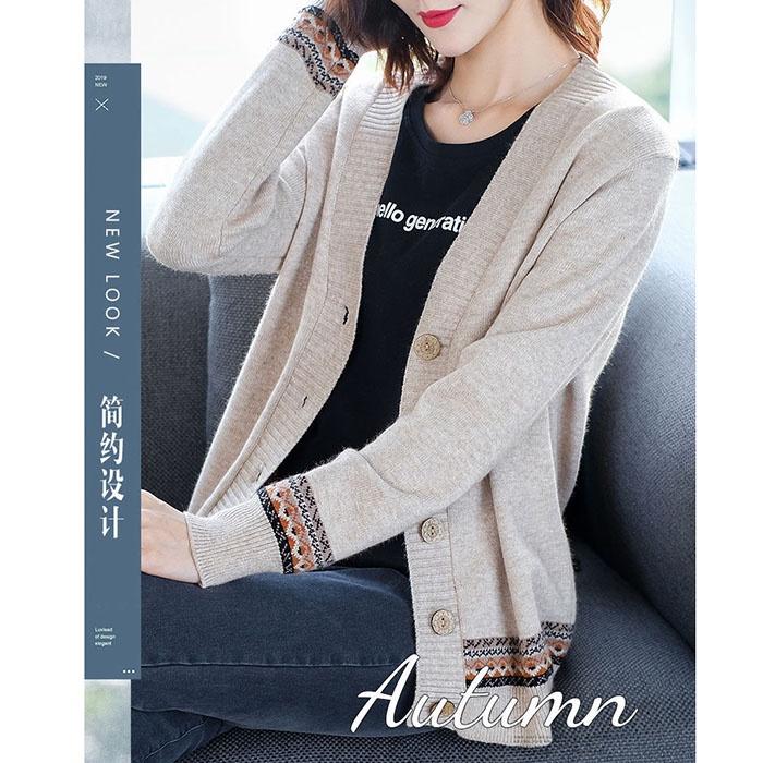 Áo khoác cardigan len nữ pha gấu thổ cẩm, chất len dày dặn thích hợp thu đông, thời trang phong cách trẻ