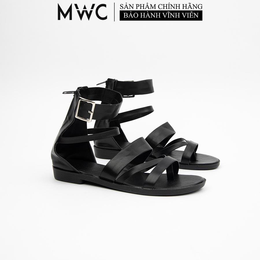 Giày Sandal MWC Đế Bệt Quai Chiến Binh Màu Đen Trắng Siêu Xinh NUSD- 12016