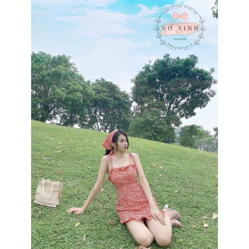 Đầm Hoa Vintage Phối Bèo Dự Tiệc Dạo Phố Đi Biển