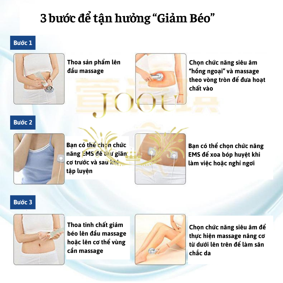 Máy Massage Bụng Sóng Siêu Âm Hồng Ngoại EMS JOOU FJ324 6 trong 1