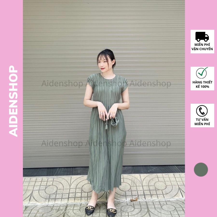 Váy bầu xếp ly dáng dài Aidenshop Đầm bầu thời trang midi