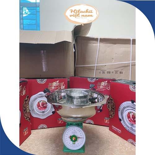 Nồi lẩu inox xoay 2 tầng Hàn Quốc, Nồi lẩu đa năng 2 ngăn dùng được bếp từ và bếp gas, Xoong inox 304 ăn lẩu