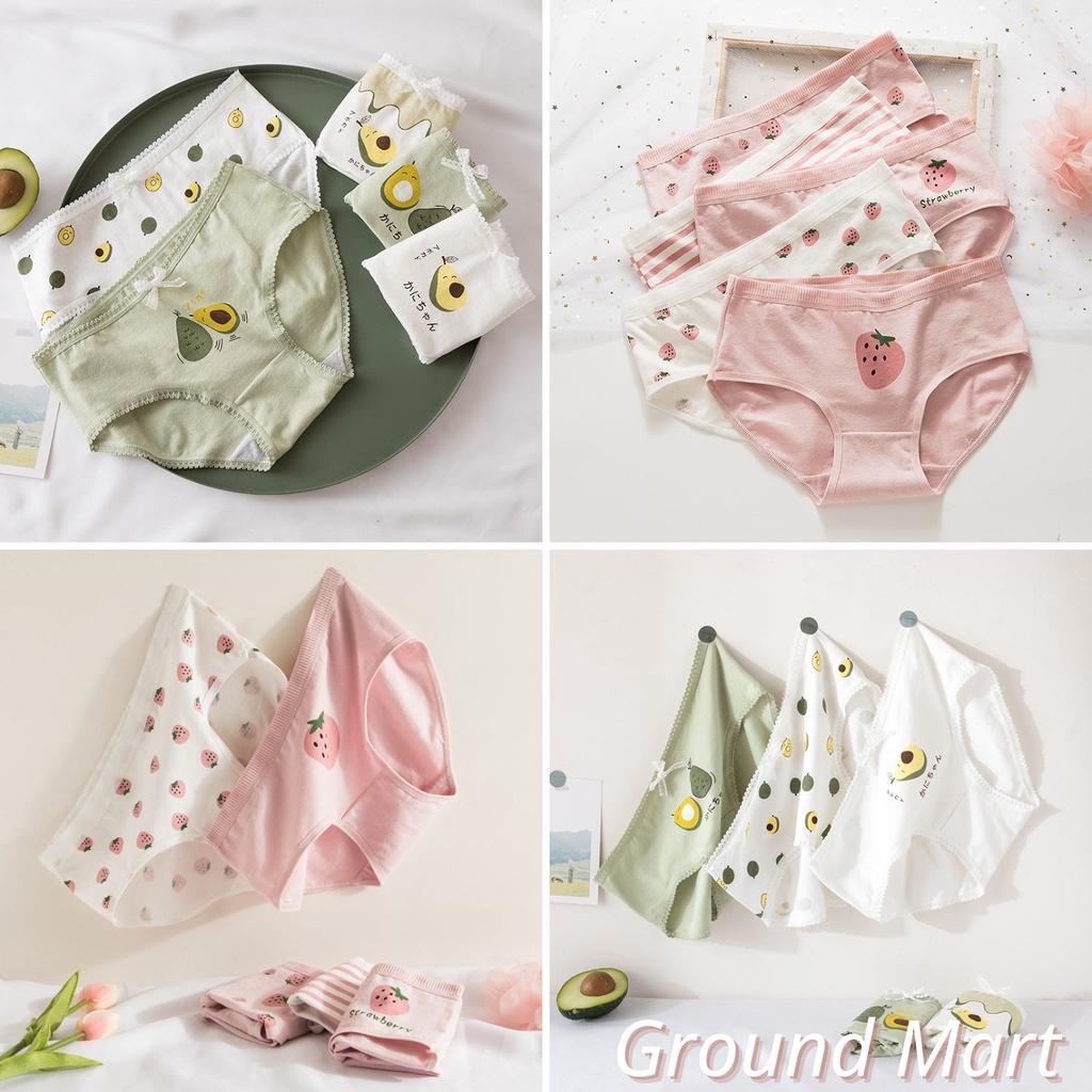 Hình ảnh Set 5 quần lót nữ cotton thoáng khí, kháng khuẩn nhiều họa tiết dễ thương size từ 32 đến 67 kg