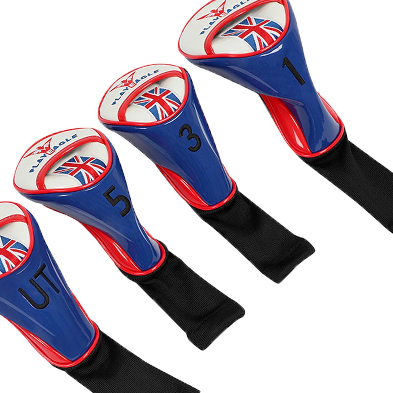 4Pcs Golf Head Covers Set for Driver Fairway Wood with No. Tag