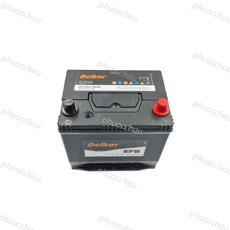 Ắc Quy Delkor EFB Q85 95D23L 12V-65Ah (Kiểu cực D23L - CCA 620A)