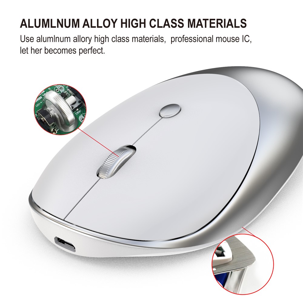 Chuột Không Dây 3 Chế Độ HXSJ T36 (Bluetooth 3.0/5.0 &amp; USB 2.4G) - Pin Sạc, Nút Bấm Chống Ồn, Thiết Kế Mỏng Nhẹ - Hàng Nhập Khẩu