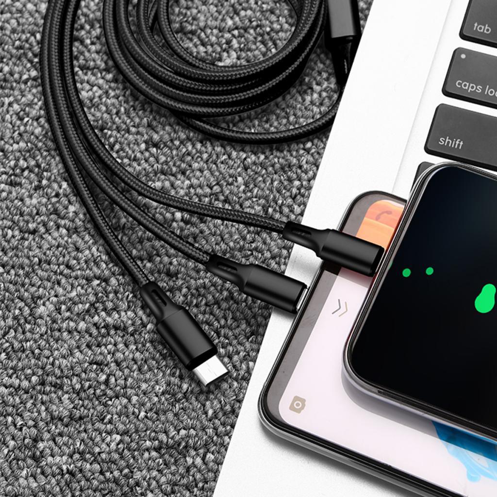 3 In 1 Multi USB Charging Cable For IPhone USB TYPE C Android Micro Cord