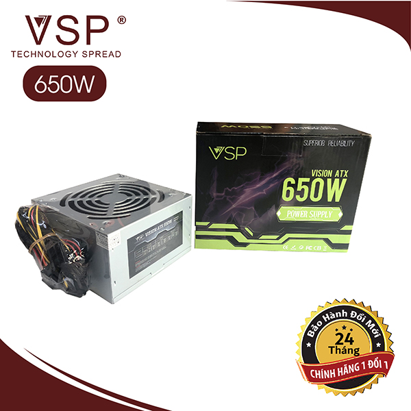 Nguồn VSP 650W Full Box - Kèm Dây Nguồn - JL - Hàng Chính Hãng