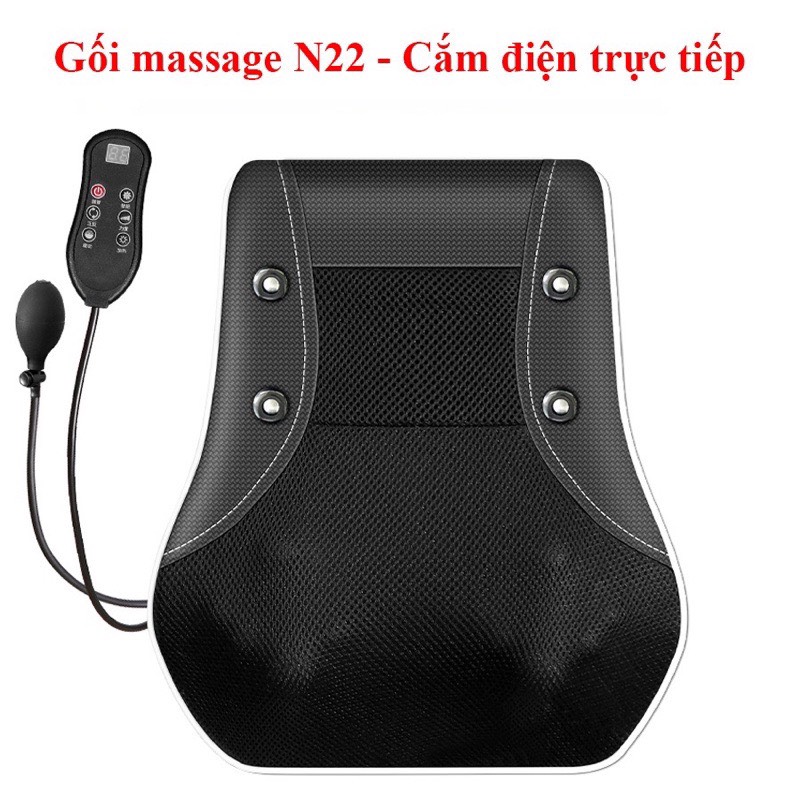 Gối massage cổ vai gáy, máy massage hồng ngoại 20 bi cao cấp