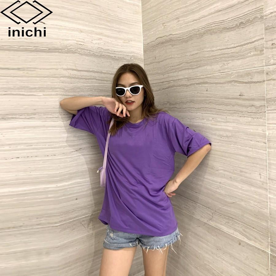 Áo thun trơn tay lỡ Unisex INICHI form rộng cá tính vải cotton co giãn 4 chiều - A618